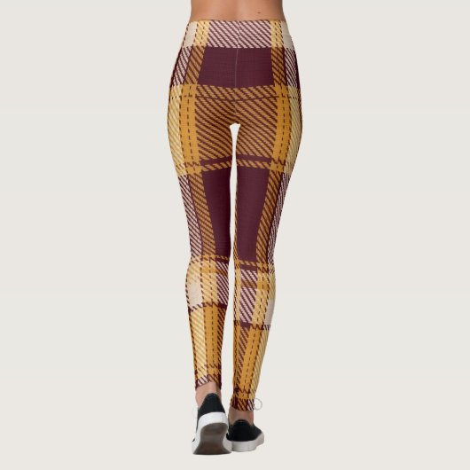 Gezellige Herfst Rustiek Plaid Leggings (Achterkant)