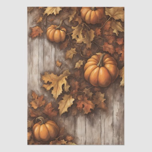 Gezellige herfst rustieke pompoenen vallen bladere tissuepapier (Voorkant)