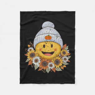 Gezellige herfst seizoen boho bloemige glimlach ge fleece deken