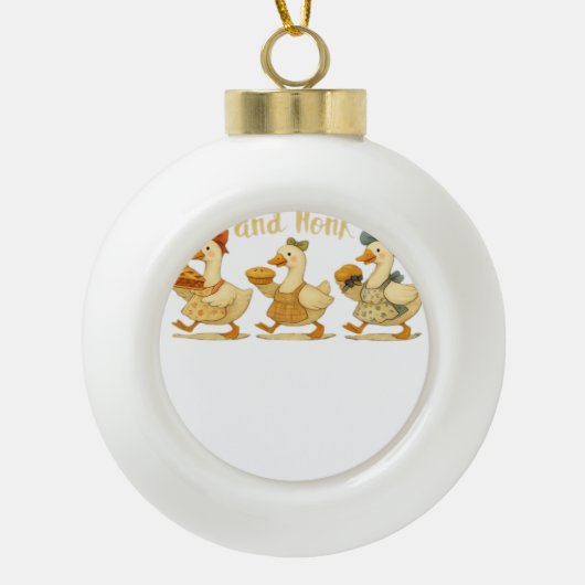 Gezellige Herfst Seizoen Goose Gobble Waddle Honk  Keramische Bal Ornament (Voorkant)