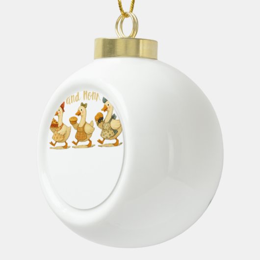 Gezellige Herfst Seizoen Goose Gobble Waddle Honk  Keramische Bal Ornament (Rechts)