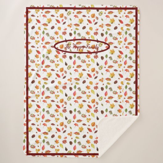 Gezellige Herfst Sherpa Deken Met herfst Bladen (Voorkant)