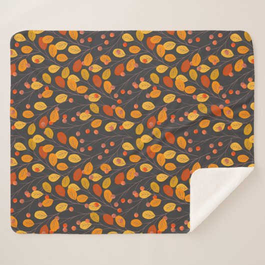 Gezellige Herfst Sherpa Deken met Herfstbladeren (Voorkant (horizontaal))