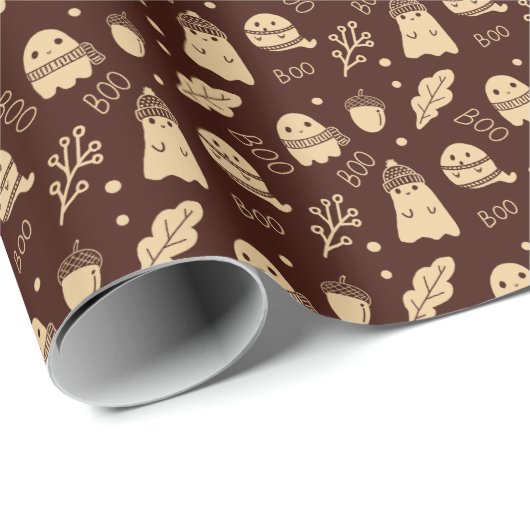 Gezellige Herfst Spooky Ghosts Cadeaupapier (Rol Hoek)