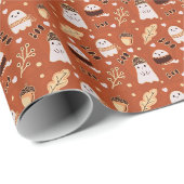 Gezellige Herfst Spooky Ghosts Cadeaupapier (Rol Hoek)