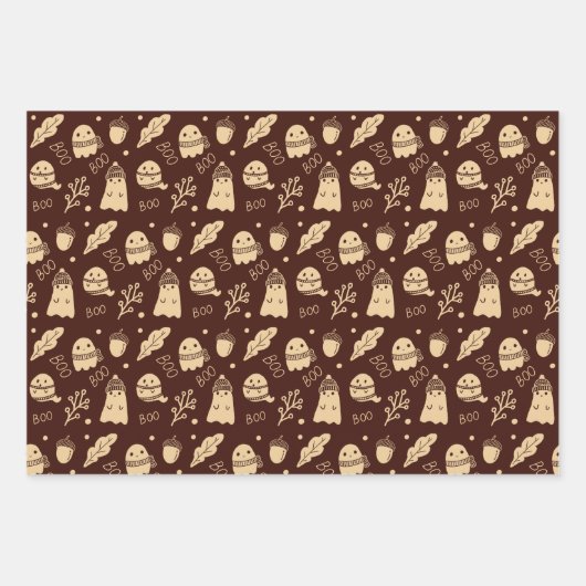 Gezellige Herfst Spooky Ghosts Inpakpapier Vel (Voorkant 2)