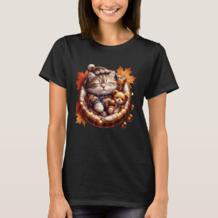 Gezellige herfst spullen kat graphics voor kitten t-shirt