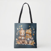 Gezellige herfst Teddy Bear Canvas tas (Voorkant)