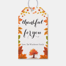 Gezellige herfst thanksgiving dinerfeest cadeaulabel