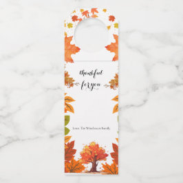 Gezellige herfst thanksgiving dinerfeest flessenhanger