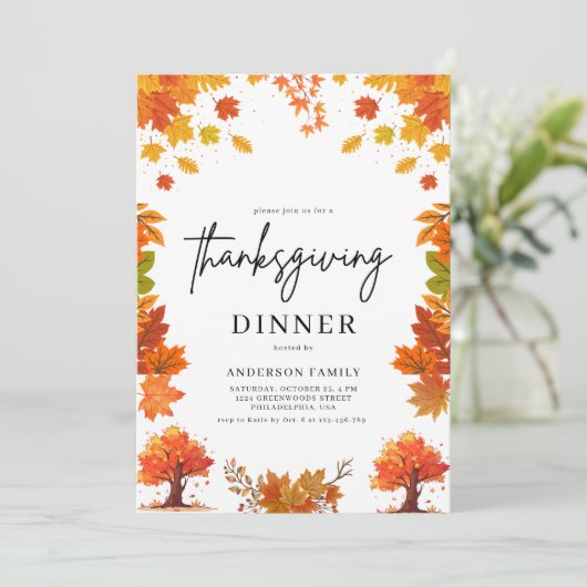 Gezellige herfst thanksgiving dinerfeest kaart (Staand voorkant)