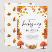 Gezellige herfst thanksgiving dinerfeest kaart (Voorkant / Achterkant)