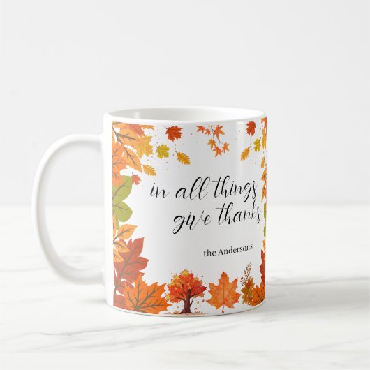 Gezellige herfst thanksgiving dinerfeest koffiemok (Links)