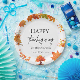 Gezellige herfst thanksgiving dinerfeest papieren bordje