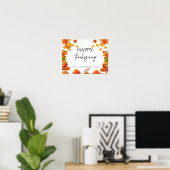 Gezellige herfst thanksgiving dinerfeest poster (Thuiskantoor)