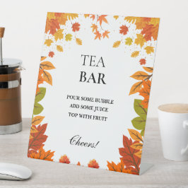 Gezellige herfst thanksgiving dinerfeest reclamebord met voetstuk
