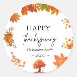 Gezellige herfst thanksgiving dinerfeest ronde sticker