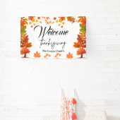 Gezellige herfst thanksgiving dinerfeest spandoek (Insitu)