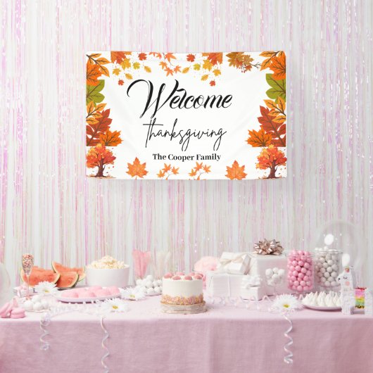 Gezellige herfst thanksgiving dinerfeest spandoek (Feest)