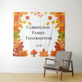 Gezellige herfst thanksgiving dinerfeest wandkleed