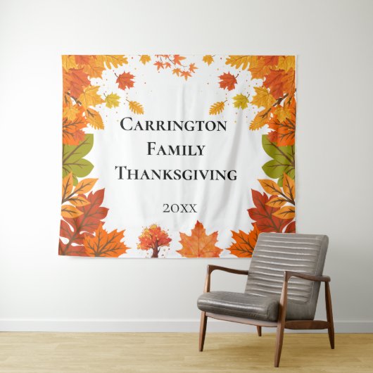 Gezellige herfst thanksgiving dinerfeest wandkleed (In Situ (horizontaal))