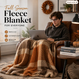 Gezellige herfst verbrande oranje ruit fleece deken