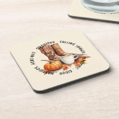 Gezellige Herfst Vibes - Laarzen, pompoenkruid, vr Bier Onderzetter (Linkerzijde)