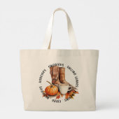Gezellige Herfst Vibes - Laarzen, pompoenkruid, vr Grote Tote Bag (Achterkant)