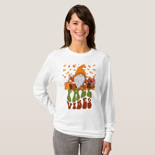 Gezellige Herfst Vibes Seizoensgebonden Gnome Grap T-shirt (Voorkant volledig)