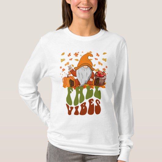 Gezellige Herfst Vibes Seizoensgebonden Gnome Grap T-shirt (Voorkant)