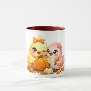 Gezellige herfst vogel en pompoen drinkware mok
