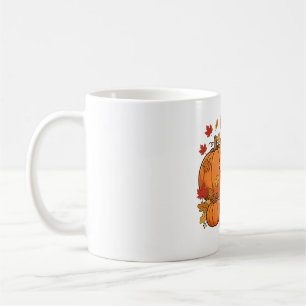 Gezellige herfst vos pompoen oogst kunst koffiemok