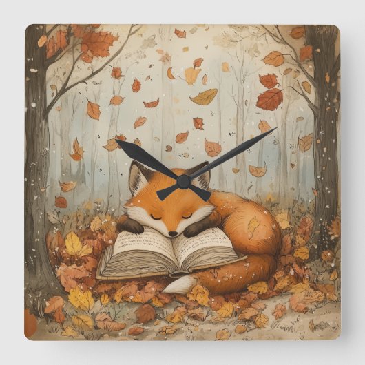Gezellige Herfst Vos Wandklok (Voorkant)