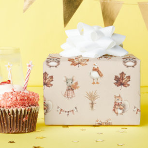 Gezellige herfst Waterverf Patroon Wrapping Paper Cadeaupapier