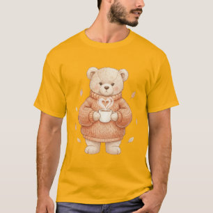 Gezellige herfstbeer koffie   Schattige herfst est T-shirt