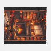 Gezellige herfstbibliotheek fleece deken (Voorkant (Horizontaal))
