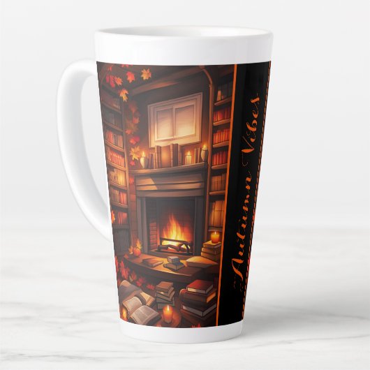 Gezellige herfstbibliotheek latte mok (Linkerhoek)