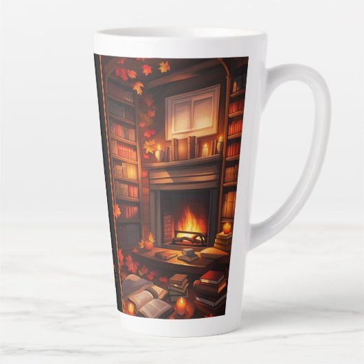 Gezellige herfstbibliotheek latte mok (Rechts)