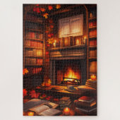 Gezellige herfstbibliotheek legpuzzel (Verticaal)