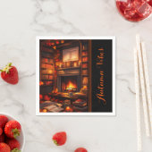 Gezellige herfstbibliotheek servet (Insitu)