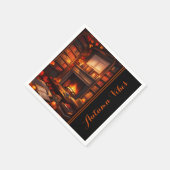 Gezellige herfstbibliotheek servet (Hoek)