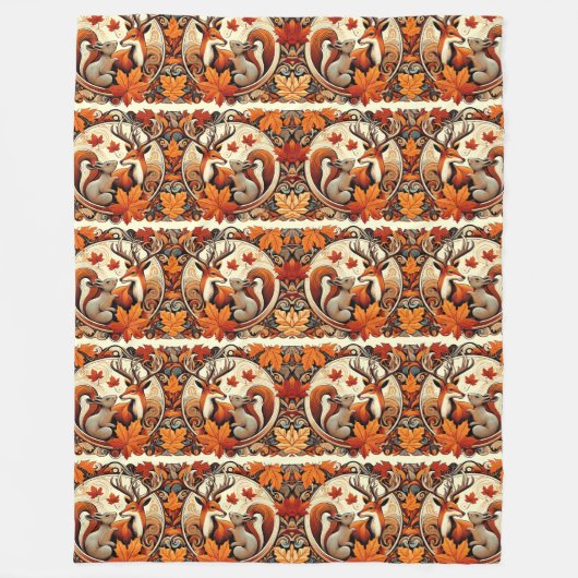 Gezellige herfstbladeren en herten fleece deken (Voorkant)