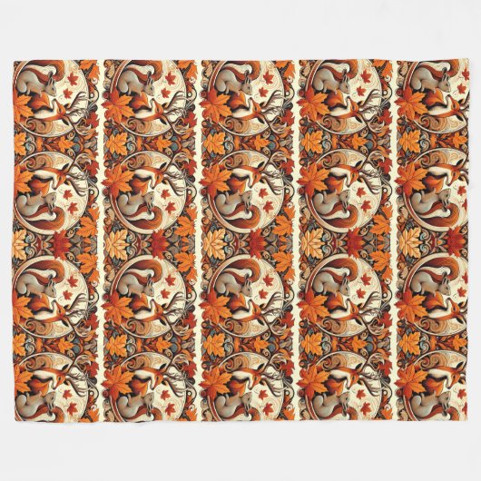 Gezellige herfstbladeren en herten fleece deken (Voorkant (Horizontaal))