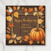 Gezellige herfstbladeren en pompoen Happy Thanksgi Bedankjes Labels (Voorkant)