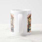 Gezellige herfstboekcafé mok — Open boek en lantaa (Achterkant)