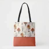Gezellige herfstbomen Botanische print Kleurenblok Tote Bag (Voorkant)