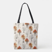 Gezellige herfstbomen Botanische print Tote Bag (Achterkant)