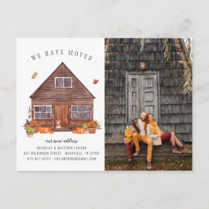 Gezellige herfstcabin Aankondiging verhuizing Briefkaart