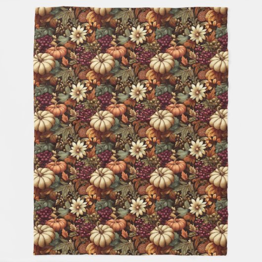 Gezellige herfstdeken met pompoenen Floral Eleganc Fleece Deken (Voorkant)