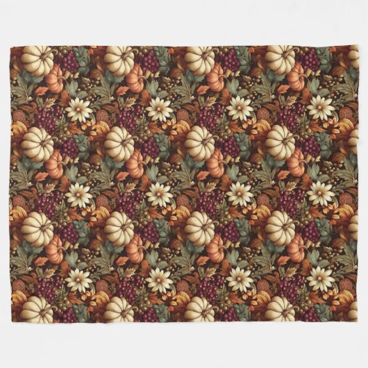 Gezellige herfstdeken met pompoenen Floral Eleganc Fleece Deken (Voorkant (Horizontaal))